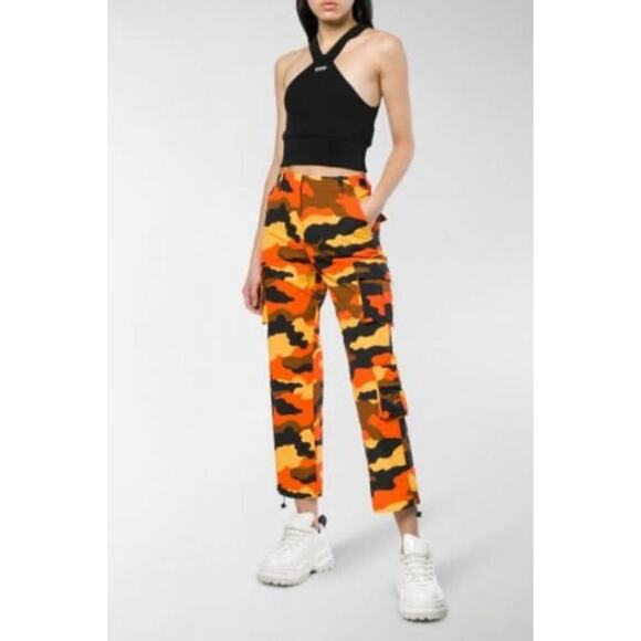 Off White Virgil Abloh Camo Cargo Pants in Orange Womens Size 42 / US 6 - Picture 1 of 16